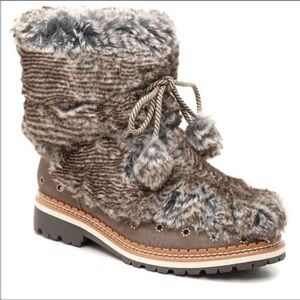 Sam Edelman Blanche Fur Boot in Grey‎ Brown Size 8.5